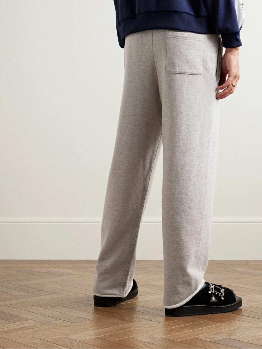 CHERRY LA - Straight-Leg Logo-Appliquéd Cotton-Jersey Sweatpants - Gray- Sz. XL - Picture 3 of 14